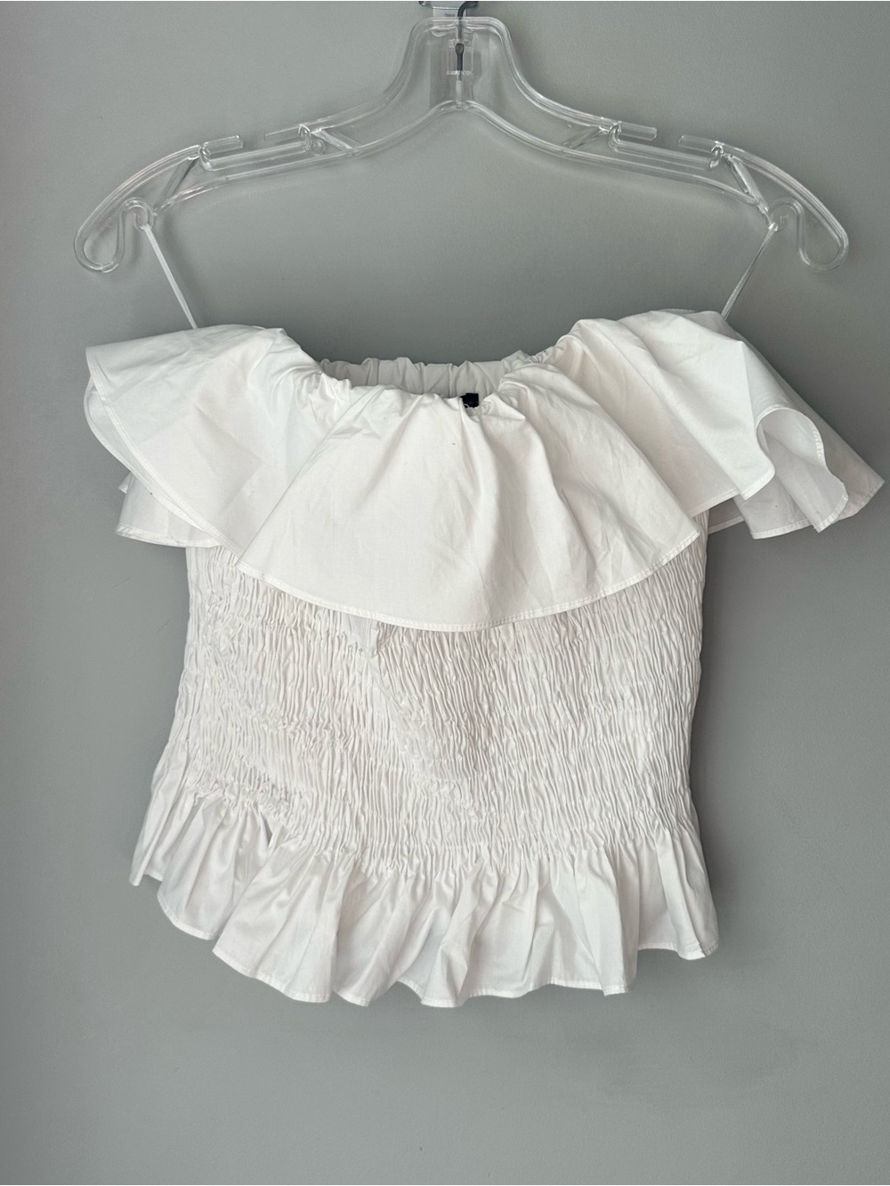Zara White Off-Shoulder Ruffle Smocked Top - Picture 4 of 7